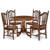 5Pc Rounded 36 Inch Kitchen Table And Four Wood Seat Dining Chairs