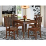 5Pc Square 36" Dinner Table And Four Wood Seat Kitchen Chairs