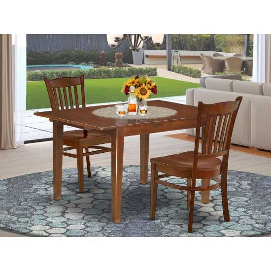 3Pc Rectangle 42/54" Table, 12 In Butterfly Leaf, Pair Of Wood Seat Kitchen Chairs