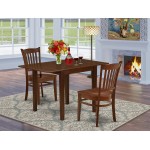 3Pc Dinette Set, Dining Table, 2 Dining Chair, Solid Wood Seat, Slat Back, Mahogany