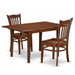 3Pc Rectangle 42/53.5" Dining Table, 12 In Self Storing Butterfly Leaf, 2 Wood Seat Chairs