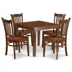 5Pc Square 36" Dining Room Table And 4 Wood Seat Kitchen Chairs