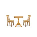 3-Pc Dining Table Set 2 Kitchen Dining Chairs And 1 Wooden Dining Table (Oak)