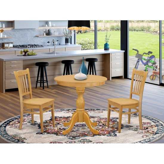 3-Pc Dining Table Set 2 Kitchen Dining Chairs And 1 Wooden Dining Table (Oak)