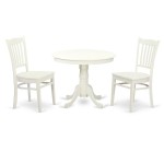 Angr3-Lwh-W 3 Pc Set With A Table And 2 Wood Dinette Chairs In Linen White