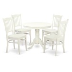 5 Pc Set With A Kitchen Table And 4 Wood Kitchen Chairs In Linen White