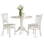 3 Pc Small Kitchen Table Set-Kitchen Table And 2 Kitchen Chairs, Linen White