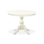 3 Pc Set, Linen White Round Dining Table, 2 Linen White Kitchen Chairs, Slatted Back, Linen White Finish