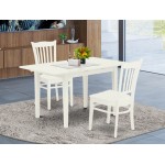 3Pc Dinette Set 2 Wood Dining Chair, Butterfly Leaf Table, Linen White