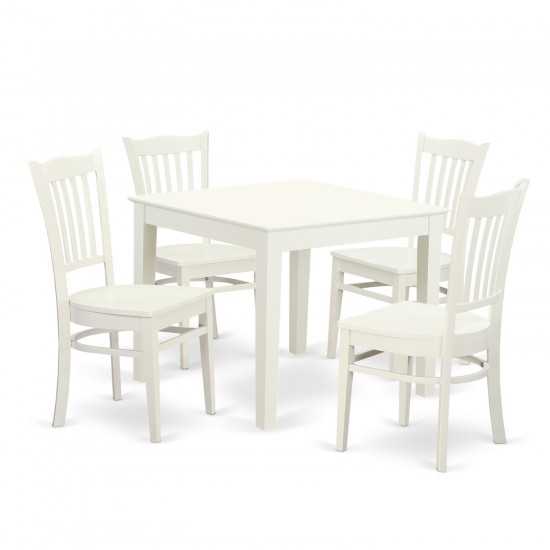 5 Pc Kitchen Table And 4 Wood Dining Chairs In Linen White