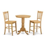 3 Pc Dining Counter Height Set - High Top Table And 2 Dinette Chairs