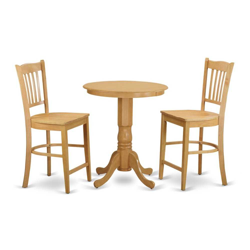 3 Pc Dining Counter Height Set - High Top Table And 2 Dinette Chairs