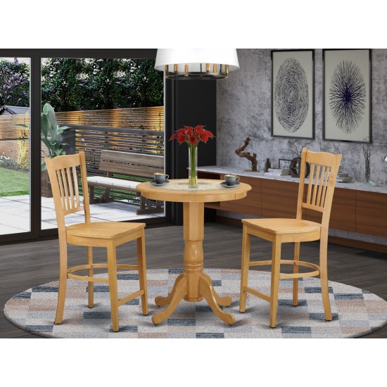 3 Pc Dining Counter Height Set - High Top Table And 2 Dinette Chairs