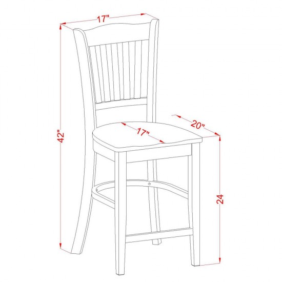 3 Pc Dining Counter Height Set - High Top Table And 2 Dinette Chairs