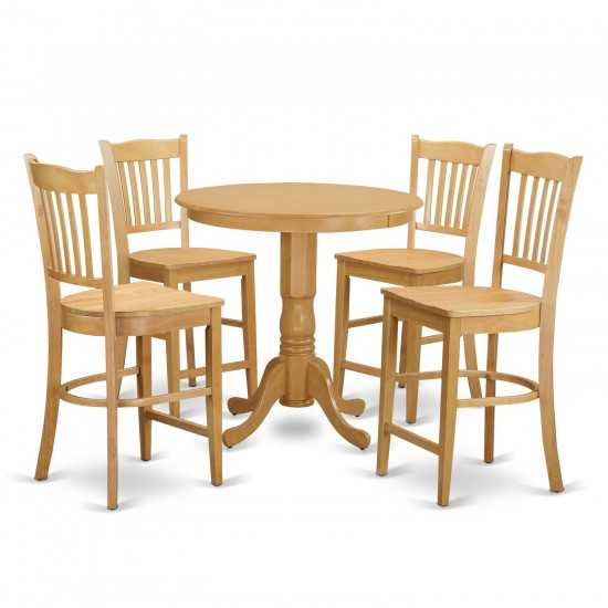 5 Pc Counter Height Pub Set - Kitchen Table And 4 Bar Stools