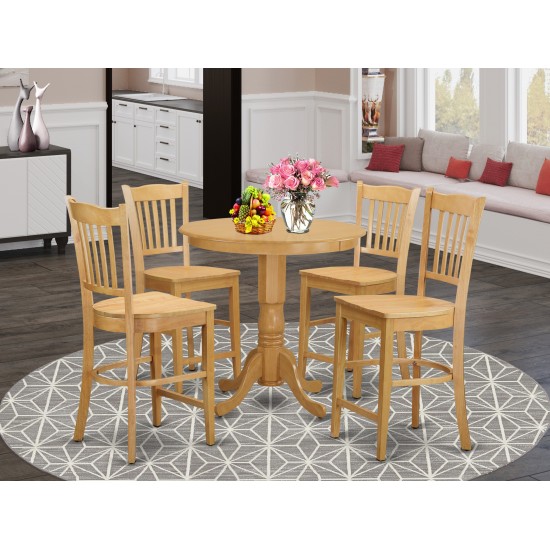 5 Pc Counter Height Pub Set - Kitchen Table And 4 Bar Stools