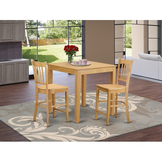 3 Pc Counter Height Set - High Table And 2 Dinette Chairs