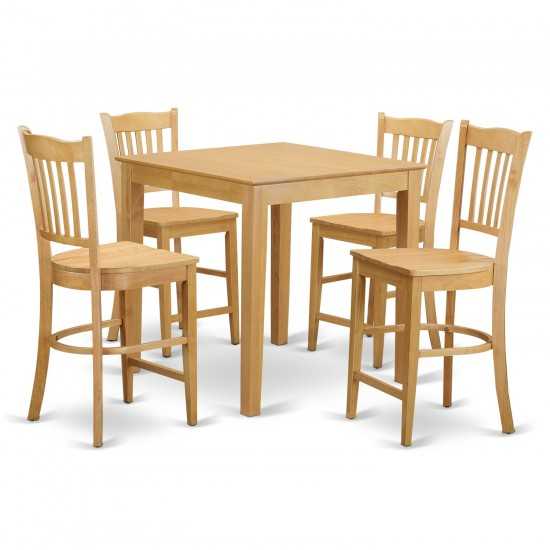 5 Pc Pub Table Set - High Top Table And 4 Counter Height Stool