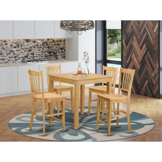 5 Pc Pub Table Set - High Top Table And 4 Counter Height Stool