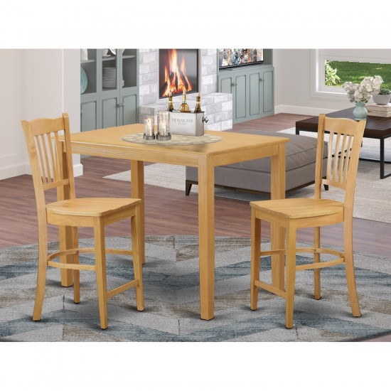 3 Pc Counter Height Pub Set - Dining Table And 2 Bar Stools