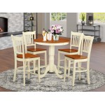 5 Pc Counter Height Table, Chair Set-Pub Table, 4 Bar Stools, Backs, Buttermilk & Cherry