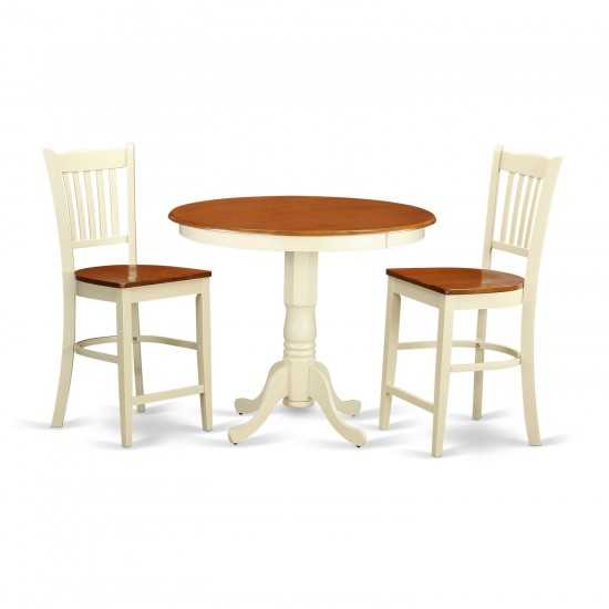 Jagr3-Whi-W 3 Pc Dining Counter Height Set-Pub Table And 2 Dining Chairs