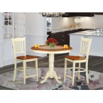 Jagr3-Whi-W 3 Pc Dining Counter Height Set-Pub Table And 2 Dining Chairs