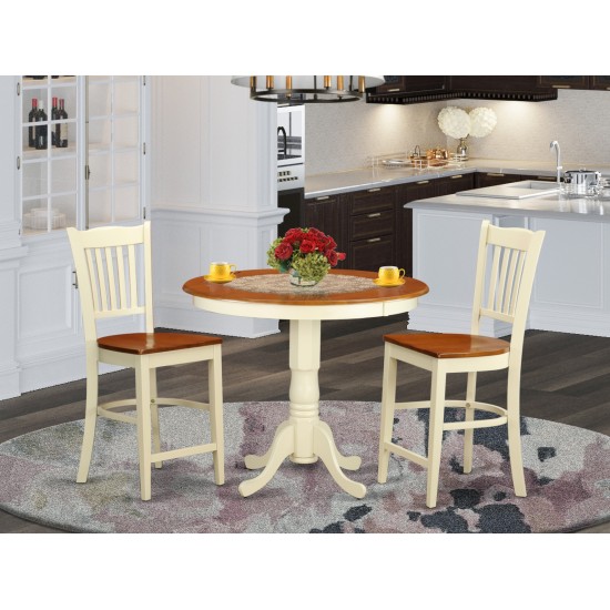 Jagr3-Whi-W 3 Pc Dining Counter Height Set-Pub Table And 2 Dining Chairs