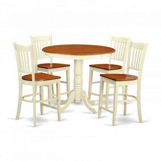 5 Pc Counter Height Dining Set-Pub Table And 4 Bar Stools With Backs