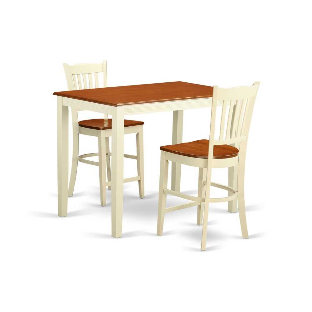 3 Pc Counter Height Pub Set - High Table And 2 Counter Height Chairs