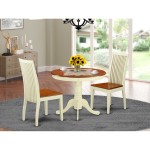 3 Pc Kitchen Set, Kitchen Table, 2 Wood Seat Kitchen Chairs In Buttermilk, Cherry