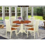 5 Pc Dublin Kitchen Set-Dining Table, 4 Wood Seat Kitchen Chairs, Buttermilk & Cherry