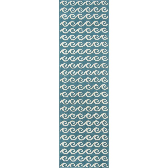 Rug, Momeni, Baja, BAJ14, Blue, 6'7" X 9'6", 32828