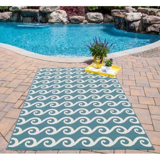 Rug, Momeni, Baja, BAJ14, Blue, 6'7" X 9'6", 32828