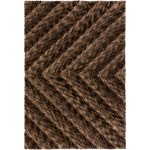 Archer Table Tufted Chevron Microfiber Shag Area Rug 5’x7’6", Brown, AAR31BR5X8