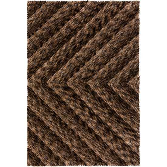 Archer Table Tufted Chevron Microfiber Shag Area Rug 9’x13’, Brown, AAR31BR9X13