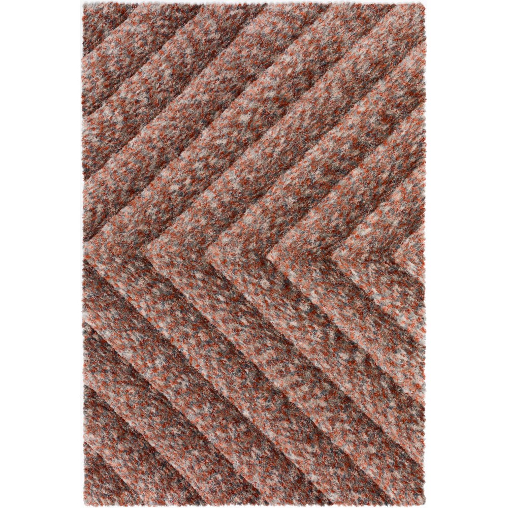 Table Tufted Chevron Microfiber Shag Area Rug, 3’6" x 5’6", Canyon, AAR31CA4X6