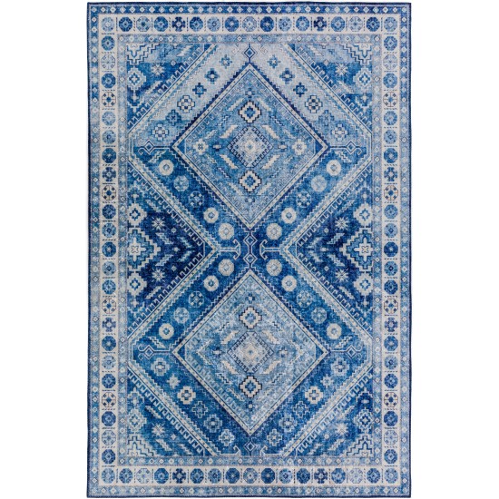 Avignon Traditional Diamond Non-skid Area Rug, 5’ x 7’6", Blue, AAV38BL5X8