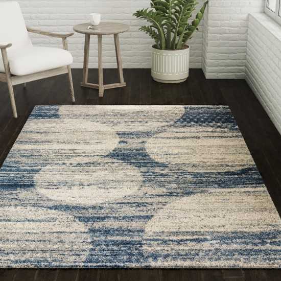 Addison Barkley Distressed Geometric Area Rug, 3’3" x 5’1", Blue, ABK41BL3X5