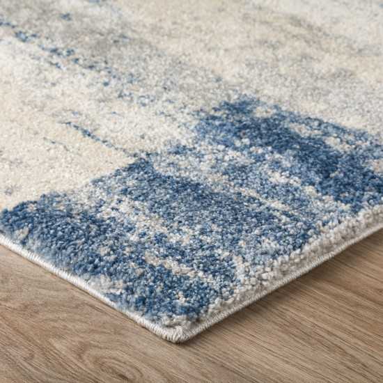 Addison Barkley Distressed Geometric Area Rug, 3’3" x 5’1", Blue, ABK41BL3X5