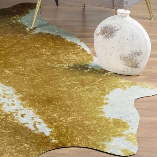 Cheyenne Faux Hide Print Non-skid Area Rug, 8’10" x 11’, Gold, ACH32GO9X13