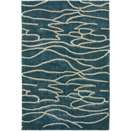 Calabar Transitional Abstract Lagoon Area Rug, 8’ x 10’, Lagoon, ACL41LA8X10