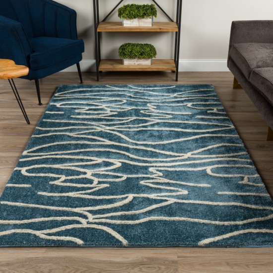 Calabar Transitional Abstract Lagoon Area Rug, 8’ x 10’, Lagoon, ACL41LA8X10