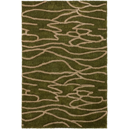 Calabar Transitional Abstract Pine Area Rug, 5’ x 7’6", Pine, ACL41PI5X8