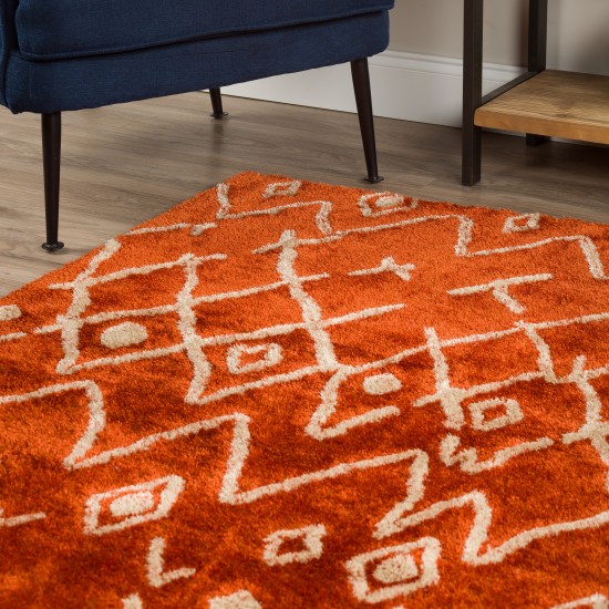 Calabar Transitional Abstract Rust Area Rug, 9’ x 13’, Rust, ACL42RU9X13