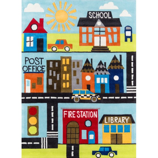 Rug, Momeni, Lil Mo Whimsy, LMJ12, Town, 5' X 5' Round, 21489