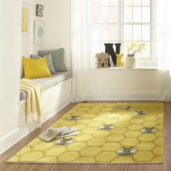 Rug, Momeni, Lil Mo Whimsy, LMJ15, Honeycomb Gold, 2' X 3', 21476