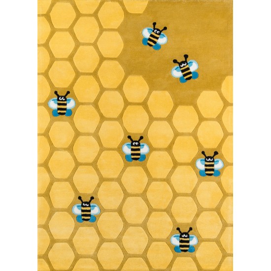 Rug, Momeni, Lil Mo Whimsy, LMJ15, Honeycomb Gold, 5' X 5' Round, 21494