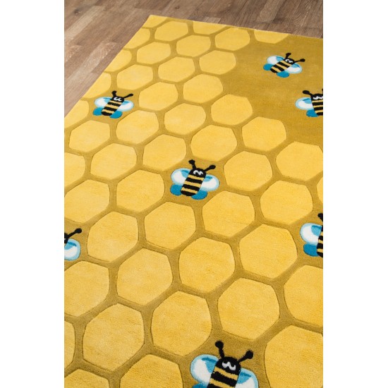 Rug, Momeni, Lil Mo Whimsy, LMJ15, Honeycomb Gold, 5' X 5' Round, 21494