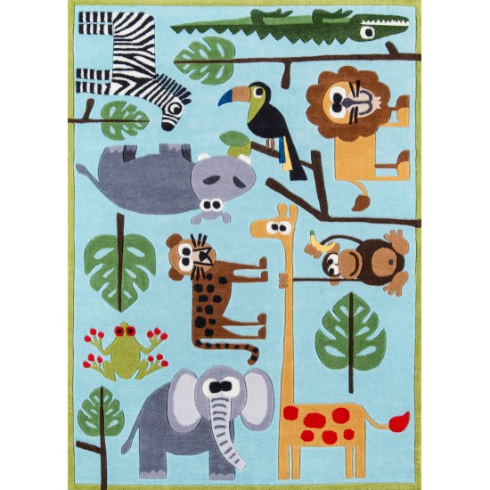 Rug, Momeni, Lil Mo Whimsy, LMJ19, Blue, 5' X 5' Round, 22471